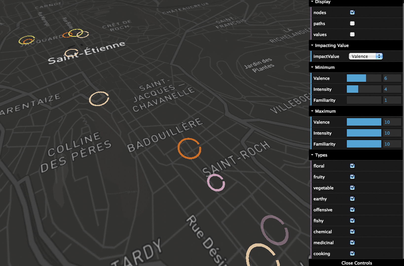 carte olfactive Saint-Étienne